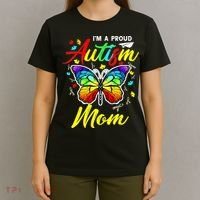 I'm A Proud Autism Mom Autism Awareness Butterfly Gifts T-Shirt thumb 4