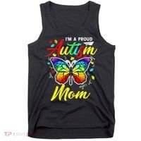 I'm A Proud Autism Mom Autism Awareness Butterfly Gifts Tank Top thumb 0