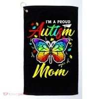 I'm A Proud Autism Mom Autism Awareness Butterfly Gifts Golf Towel thumb 0