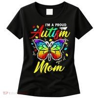I'm A Proud Autism Mom Autism Awareness Butterfly Gifts Women's T-Shirt thumb 0