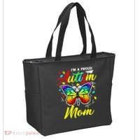 I'm A Proud Autism Mom Autism Awareness Butterfly Gifts Tote Bag thumb 2