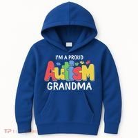 I'm A Proud Autism Grandma Awareness Gift Kids Hoodie thumb 0