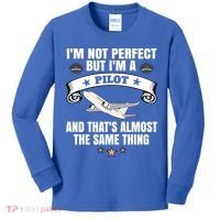 Im A Pilot Airplane Aviation Gift Kids Long Sleeve Shirt thumb 0