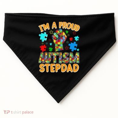 Im a Proud Autism Stepdad Puzzle Piece Advocate Support USA-Made Doggie Bandana
