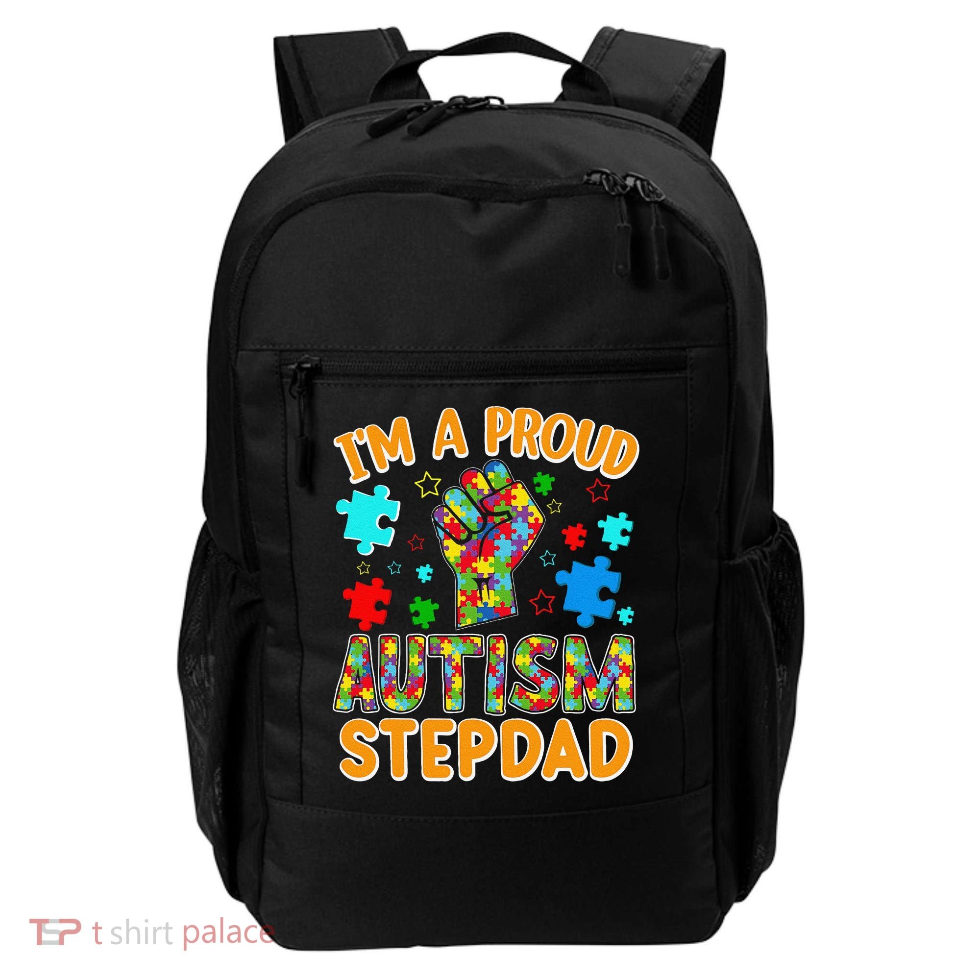 Im a Proud Autism Stepdad Puzzle Piece Advocate Support Backpack