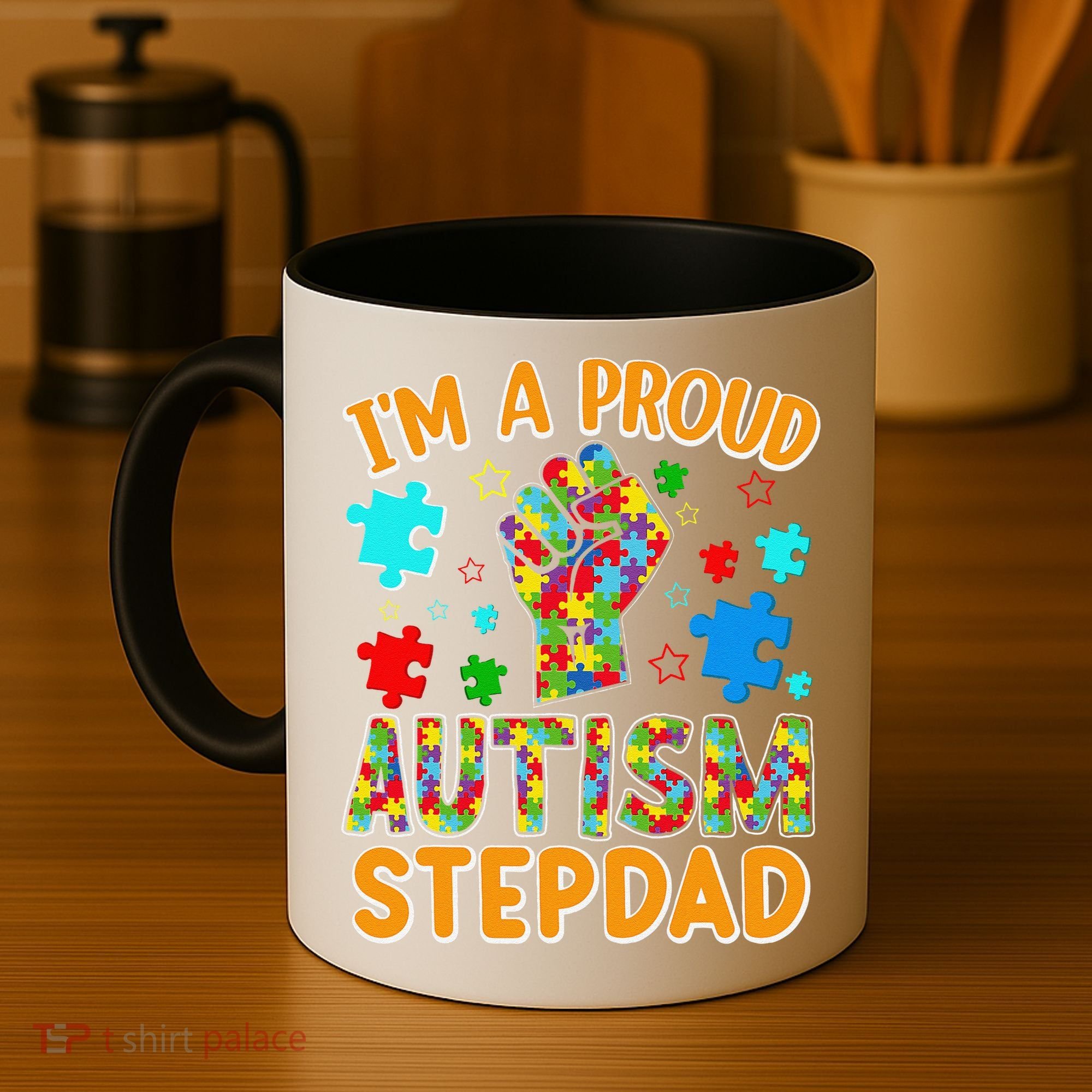 Im a Proud Autism Stepdad Puzzle Piece Advocate Support Coffee Mug