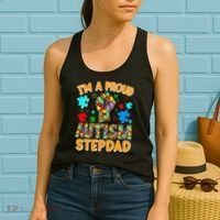 Im a Proud Autism Stepdad Puzzle Piece Advocate Support Women's Tank Top thumb 2