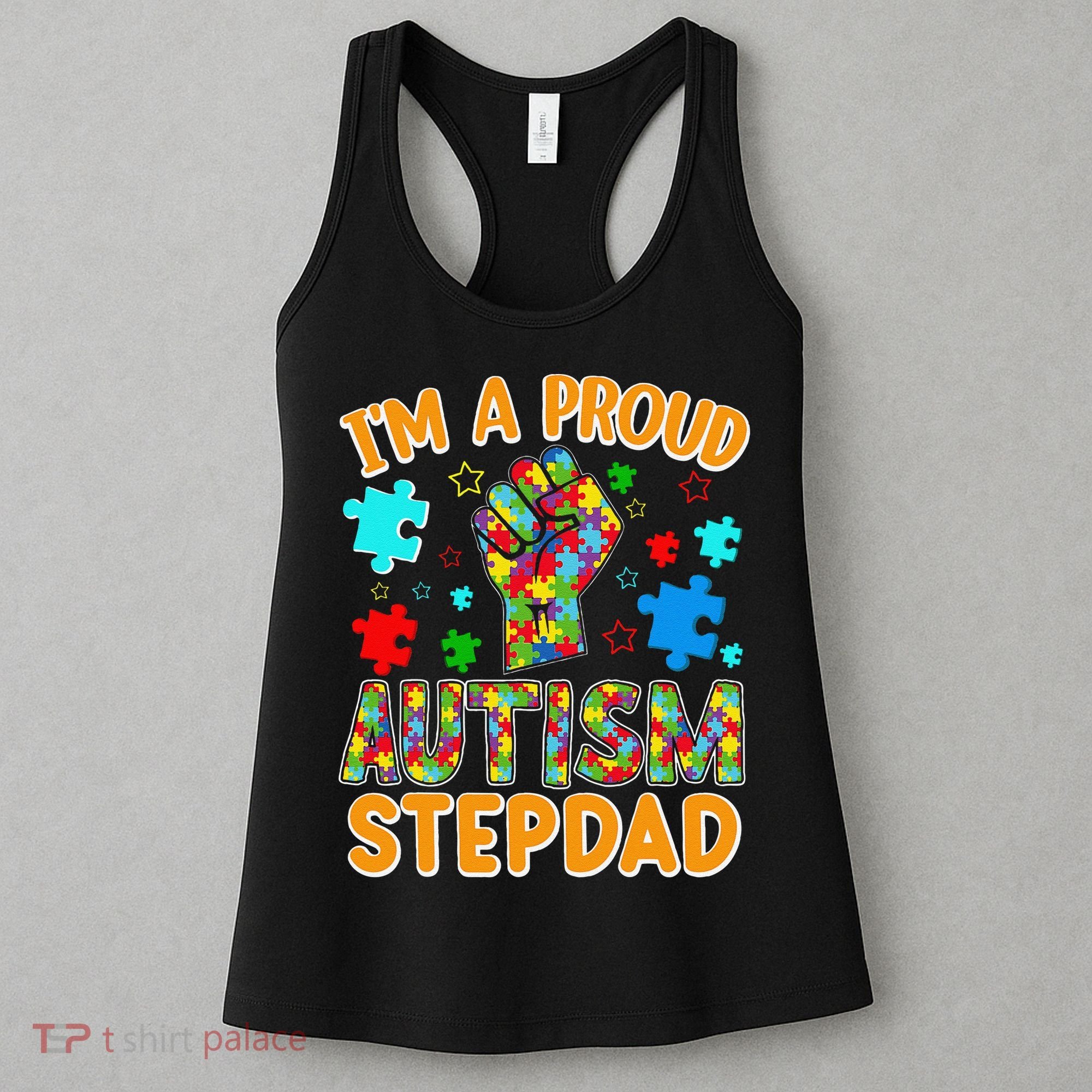 Im a Proud Autism Stepdad Puzzle Piece Advocate Support Women's Tank Top