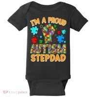 Im a Proud Autism Stepdad Puzzle Piece Advocate Support Baby Bodysuit thumb 0