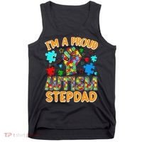 Im a Proud Autism Stepdad Puzzle Piece Advocate Support Tank Top thumb 0