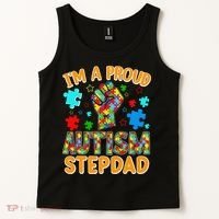 Im a Proud Autism Stepdad Puzzle Piece Advocate Support Tank Top thumb 2