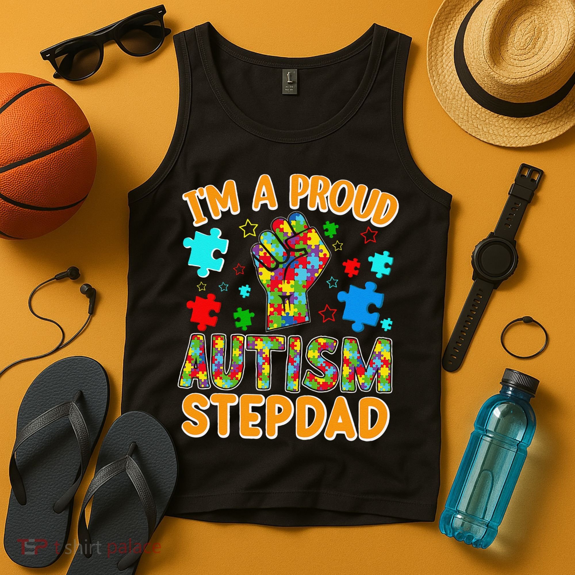 Im a Proud Autism Stepdad Puzzle Piece Advocate Support Tank Top