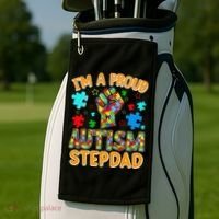 Im a Proud Autism Stepdad Puzzle Piece Advocate Support Golf Towel thumb 2