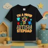 Im a Proud Autism Stepdad Puzzle Piece Advocate Support Toddler T-Shirt thumb 3
