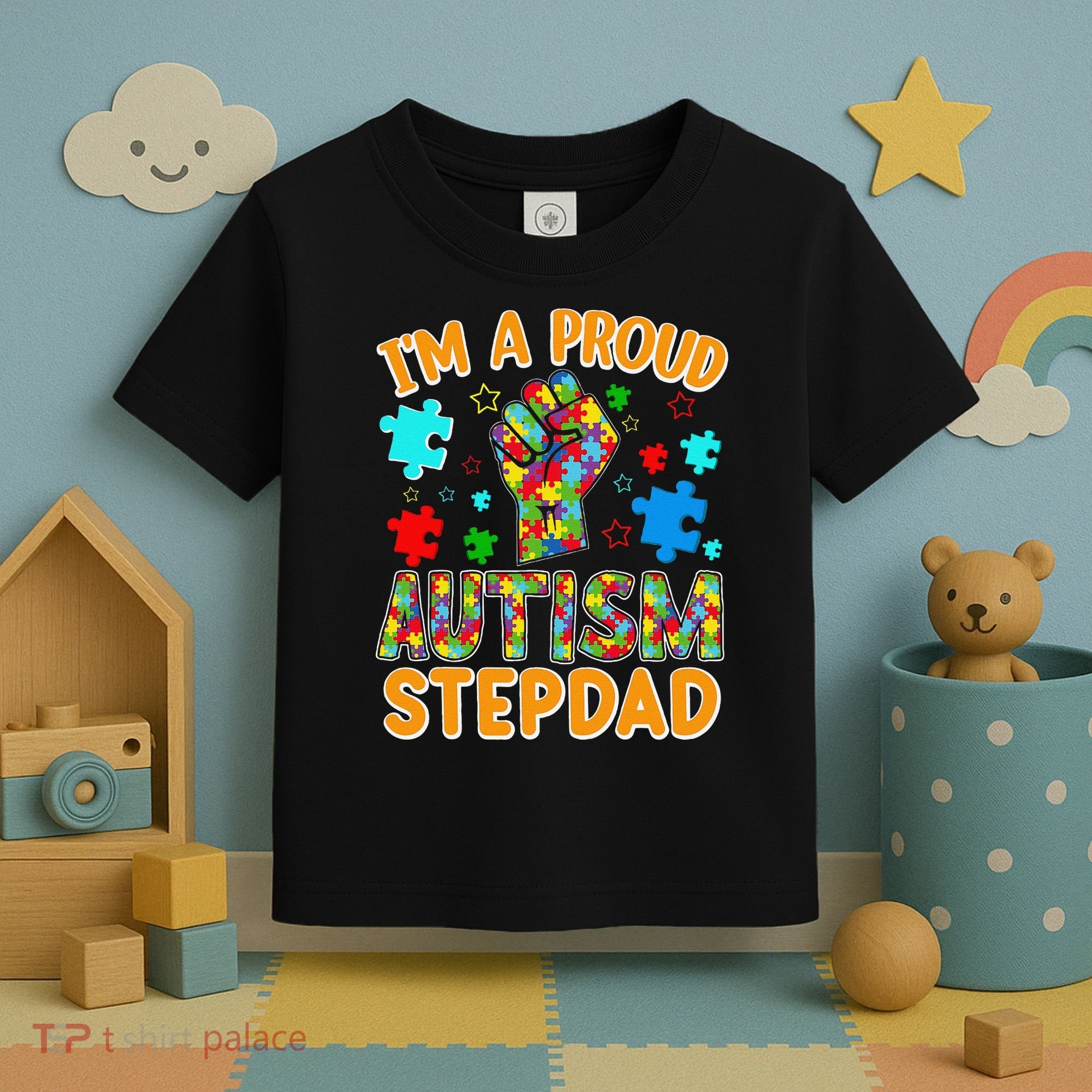 Im a Proud Autism Stepdad Puzzle Piece Advocate Support Toddler T-Shirt