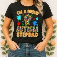 Im a Proud Autism Stepdad Puzzle Piece Advocate Support Women's T-Shirt thumb 2