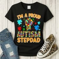 Im a Proud Autism Stepdad Puzzle Piece Advocate Support Women's T-Shirt thumb 3