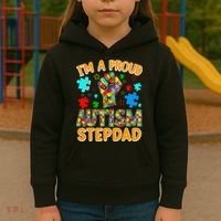 Im a Proud Autism Stepdad Puzzle Piece Advocate Support Kids Hoodie thumb 3