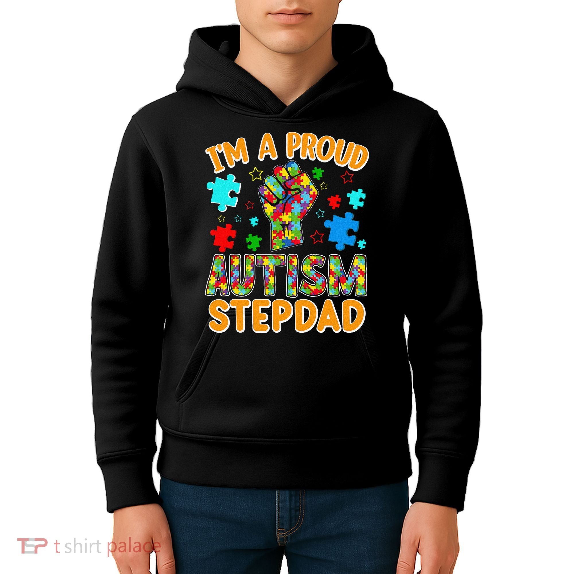 Im a Proud Autism Stepdad Puzzle Piece Advocate Support Kids Hoodie