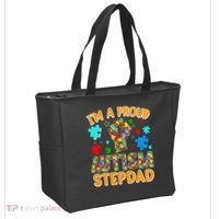 Im a Proud Autism Stepdad Puzzle Piece Advocate Support Tote Bag thumb 2