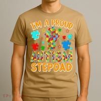 Im a Proud Autism Stepdad Puzzle Piece Advocate Support T-Shirt thumb 3