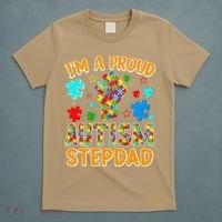 Im a Proud Autism Stepdad Puzzle Piece Advocate Support T-Shirt thumb 5