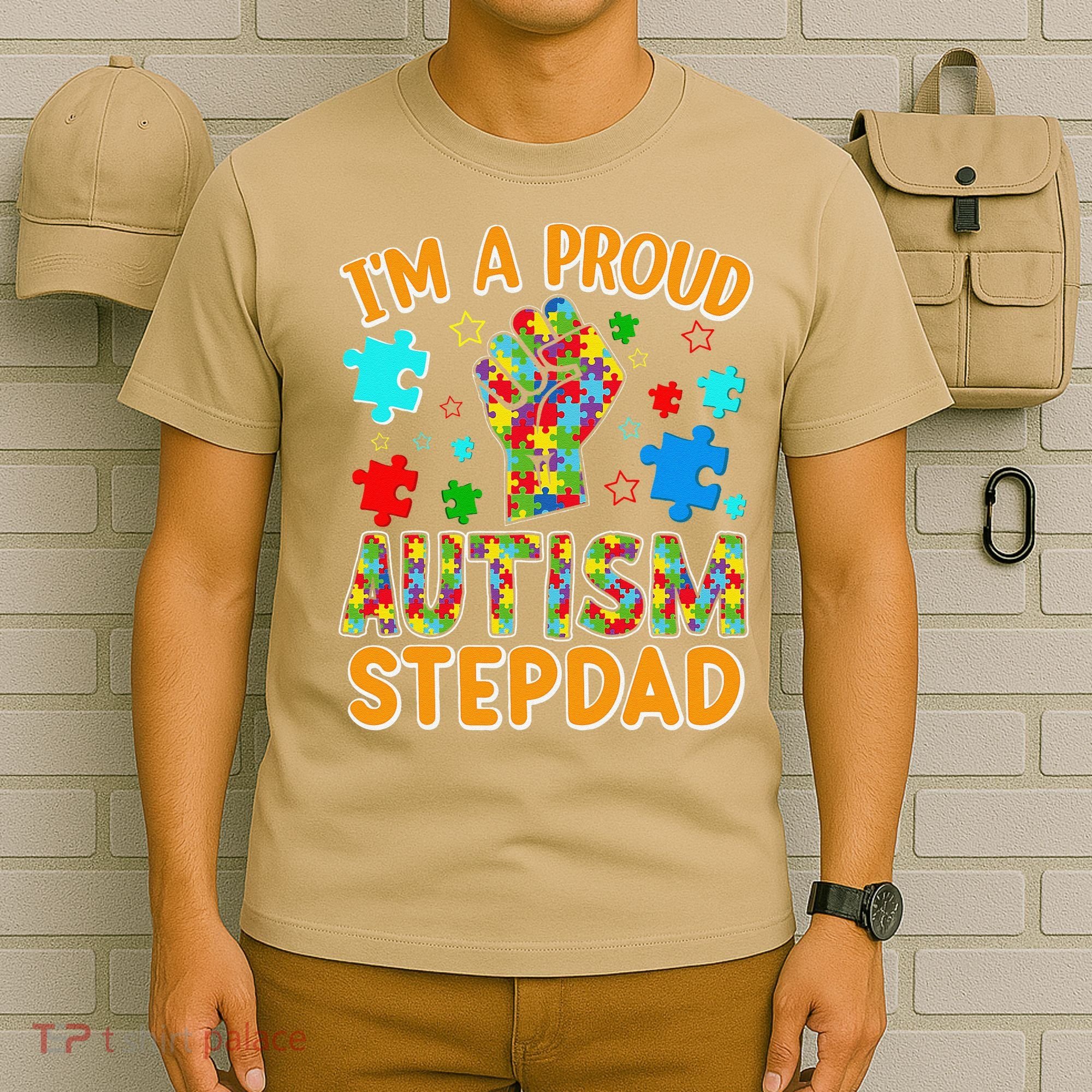 Im a Proud Autism Stepdad Puzzle Piece Advocate Support T-Shirt