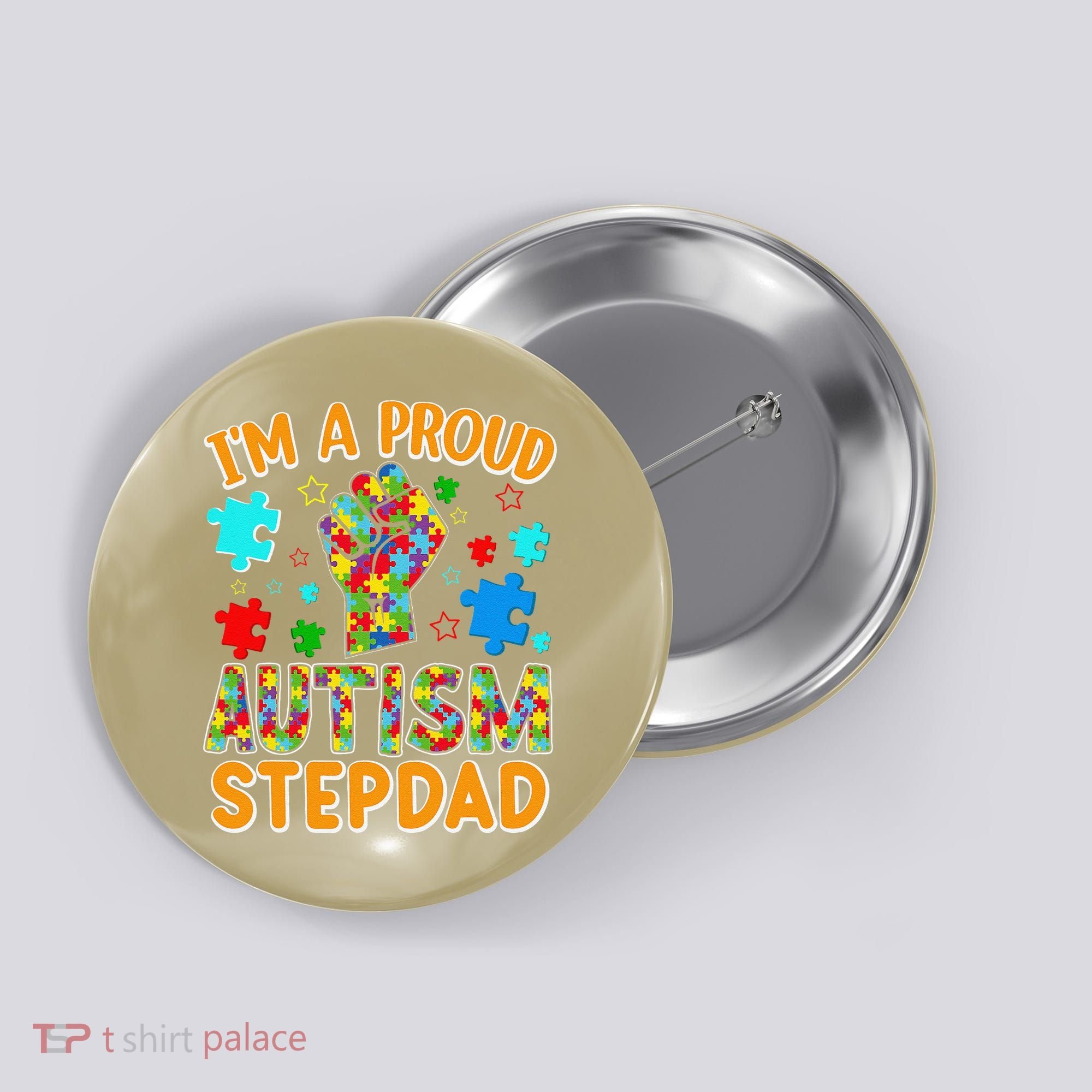 Im a Proud Autism Stepdad Puzzle Piece Advocate Support Button