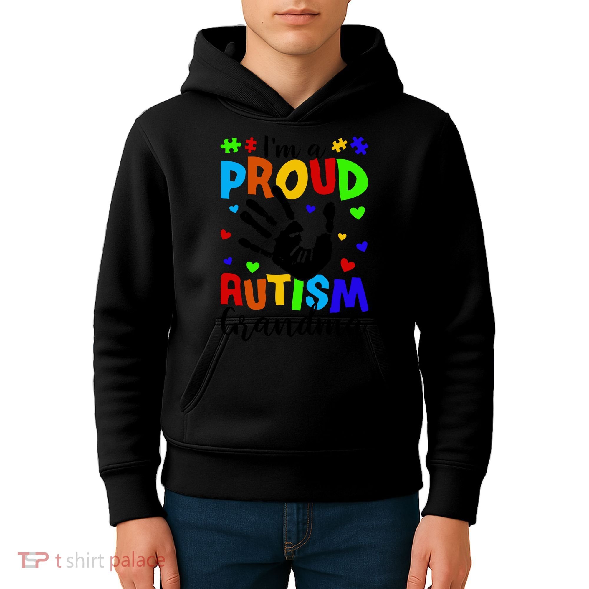 I'm A Proud Autism Grandma Autism Awareness Meaningful Gift Kids Hoodie