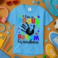 I'm A Proud Autism Grandma Autism Awareness Meaningful Gift Kids T-Shirt thumb 3