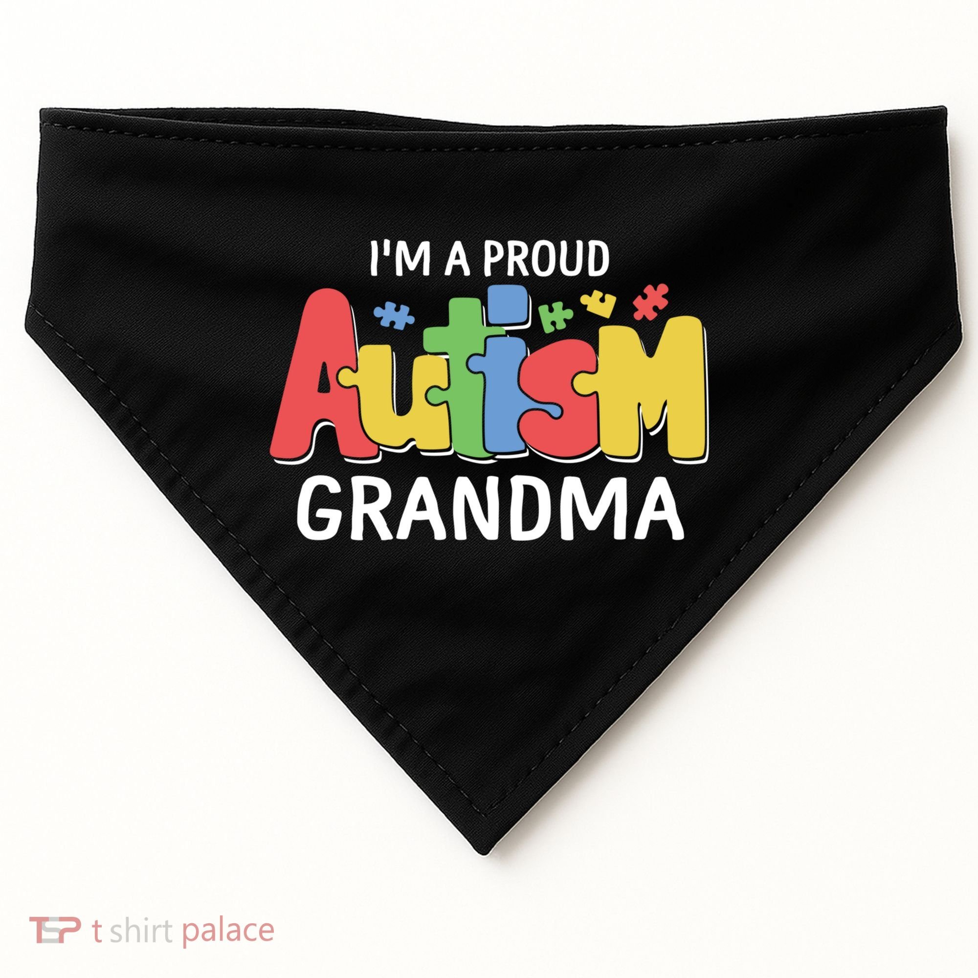 I'm A Proud Autism Grandma Awareness Gift USA-Made Doggie Bandana