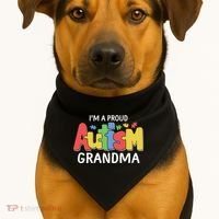 I'm A Proud Autism Grandma Awareness Gift USA-Made Doggie Bandana thumb 1