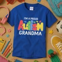 I'm A Proud Autism Grandma Awareness Gift Kids T-Shirt thumb 3