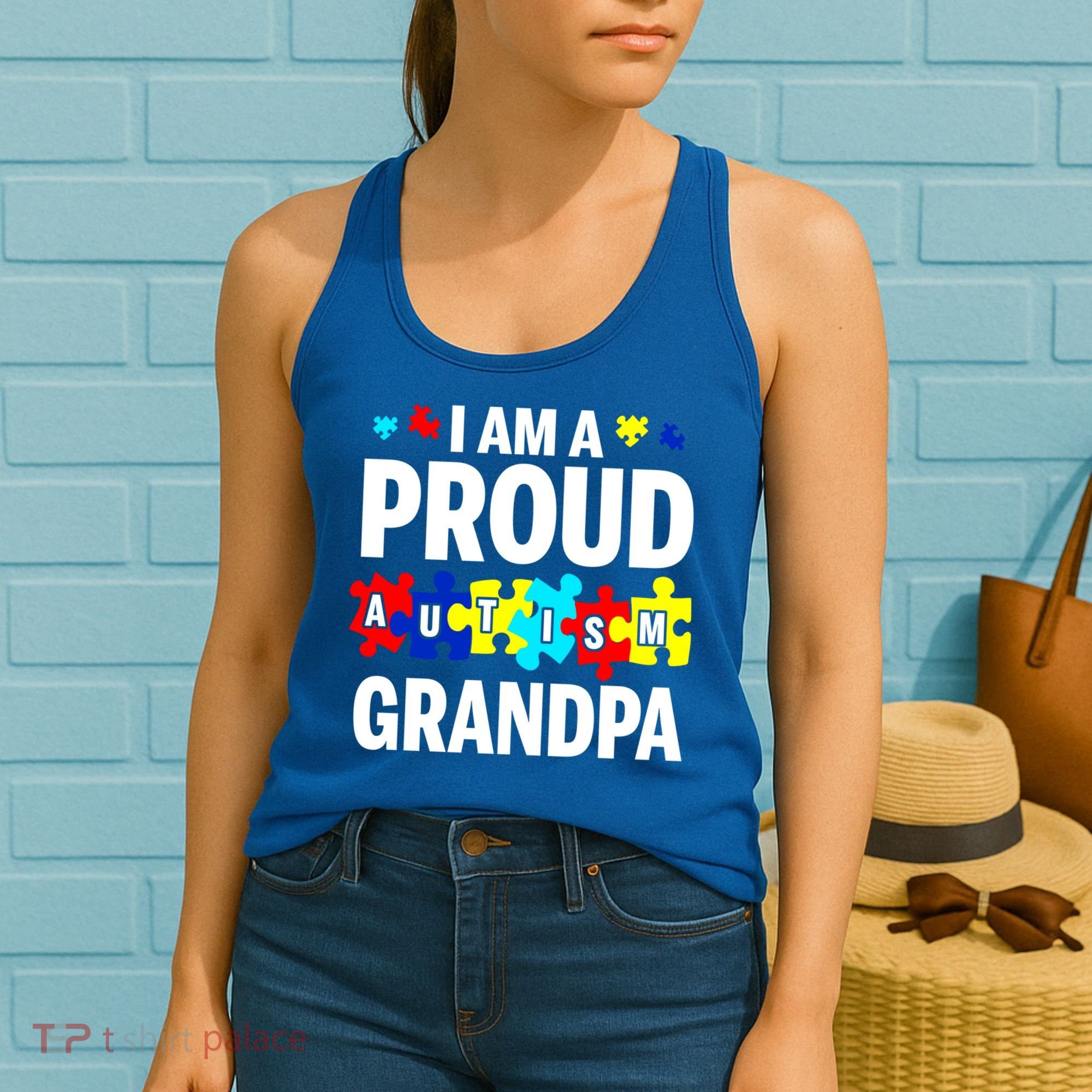 I'm A Proud Autism Grandpa Autism Awareness Meaningful Gift Women's Tank Top