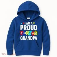 I'm A Proud Autism Grandpa Autism Awareness Meaningful Gift Kids Hoodie thumb 0