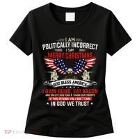 I Am Politically Incorrect God Bless American Christ Eagle Women's T-Shirt thumb 0
