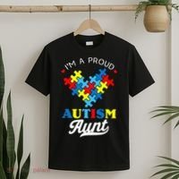 I'm A Proud Autism Aunt Autism Awareness Heart Niece Nephew T-Shirt thumb 2