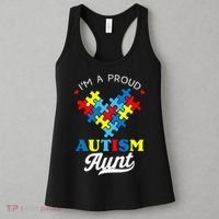 I'm A Proud Autism Aunt Autism Awareness Heart Niece Nephew Women's Tank Top thumb 3