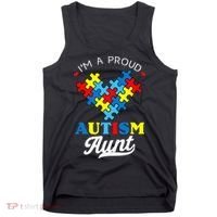 I'm A Proud Autism Aunt Autism Awareness Heart Niece Nephew Tank Top thumb 0