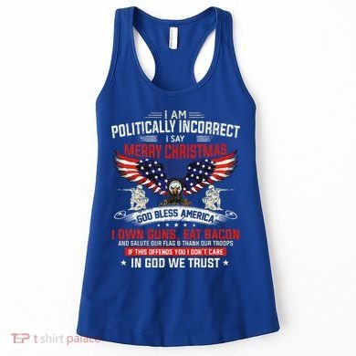 I Am Politically Incorrect God Bless American Christ Eagle Women's Tank Top