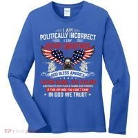 I Am Politically Incorrect God Bless American Christ Eagle Women's Long Sleeve Shirt thumb 0