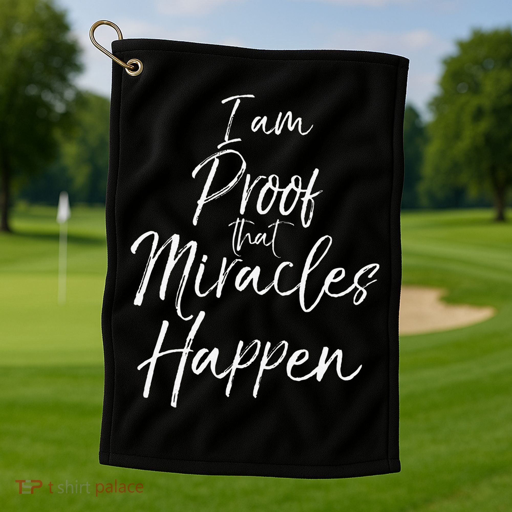 I Am Proof That Miracles Happen Fun Cute Christian Golf Towel
