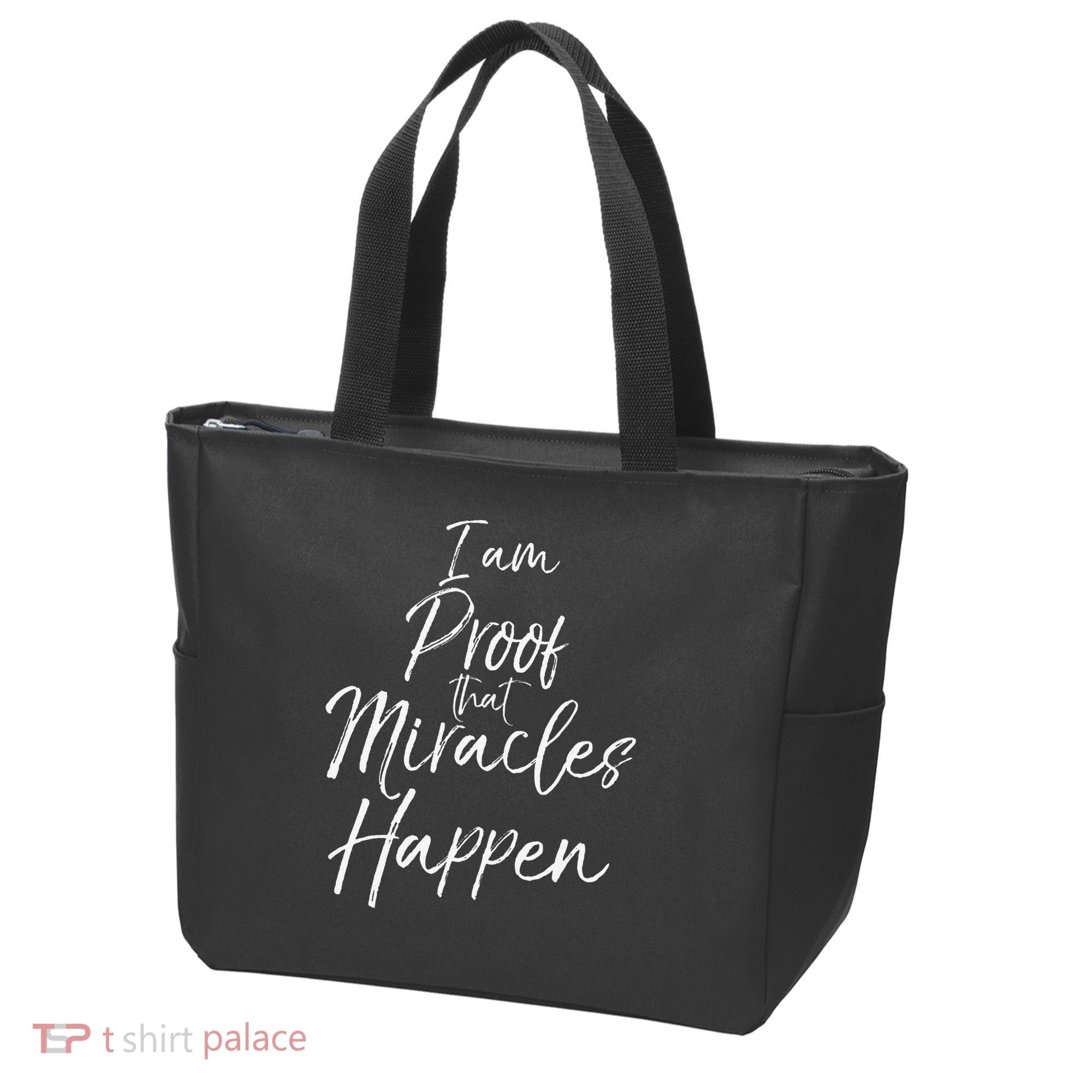 I Am Proof That Miracles Happen Fun Cute Christian Tote Bag
