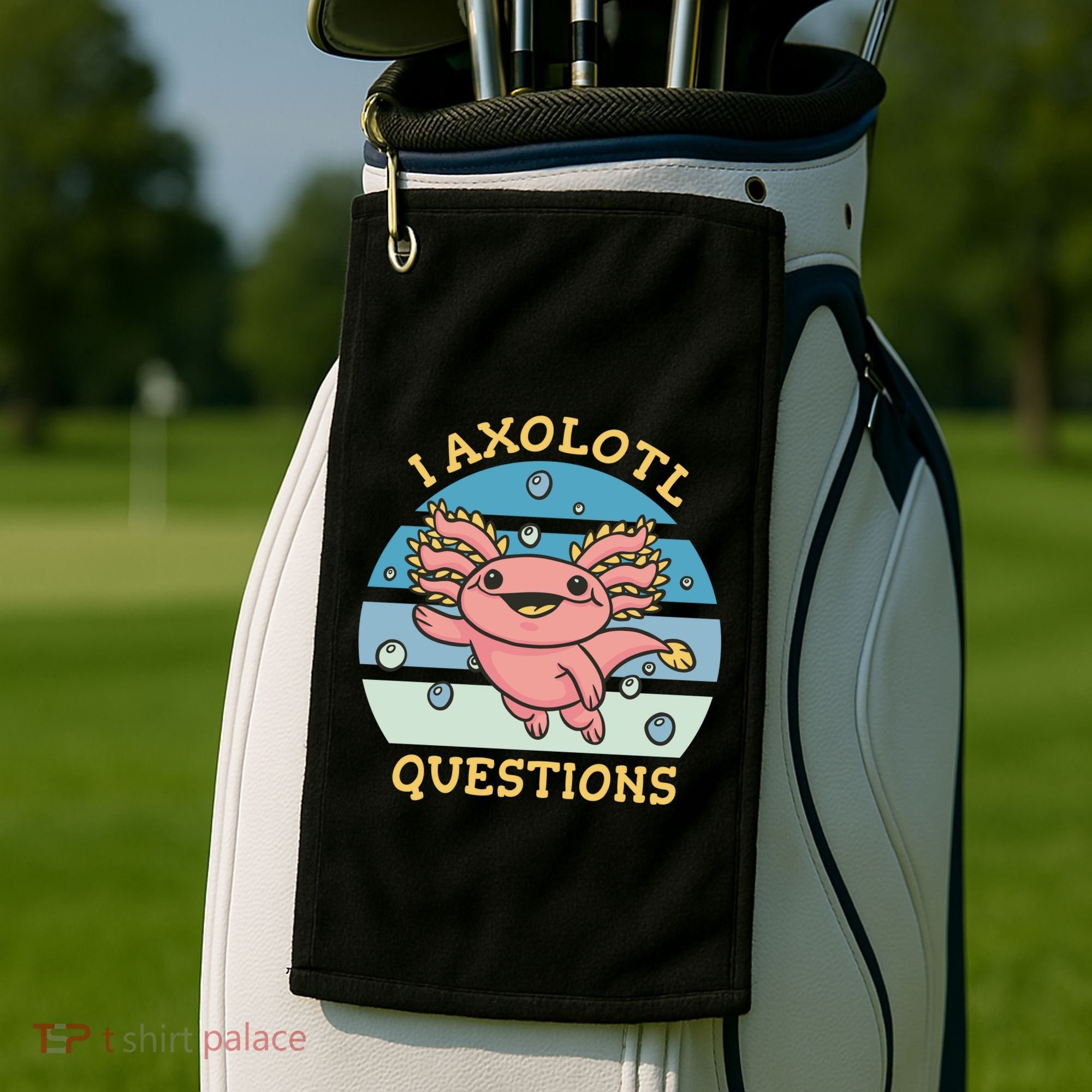 I Axolotl Questions Retro Cute Golf Towel