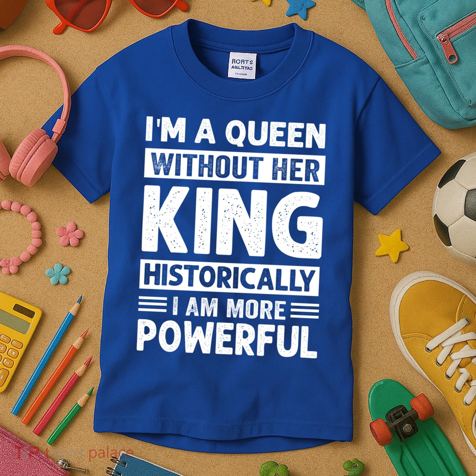 Im A Queen Without Her King Historically I Am More Powerful Gift Kids T-Shirt