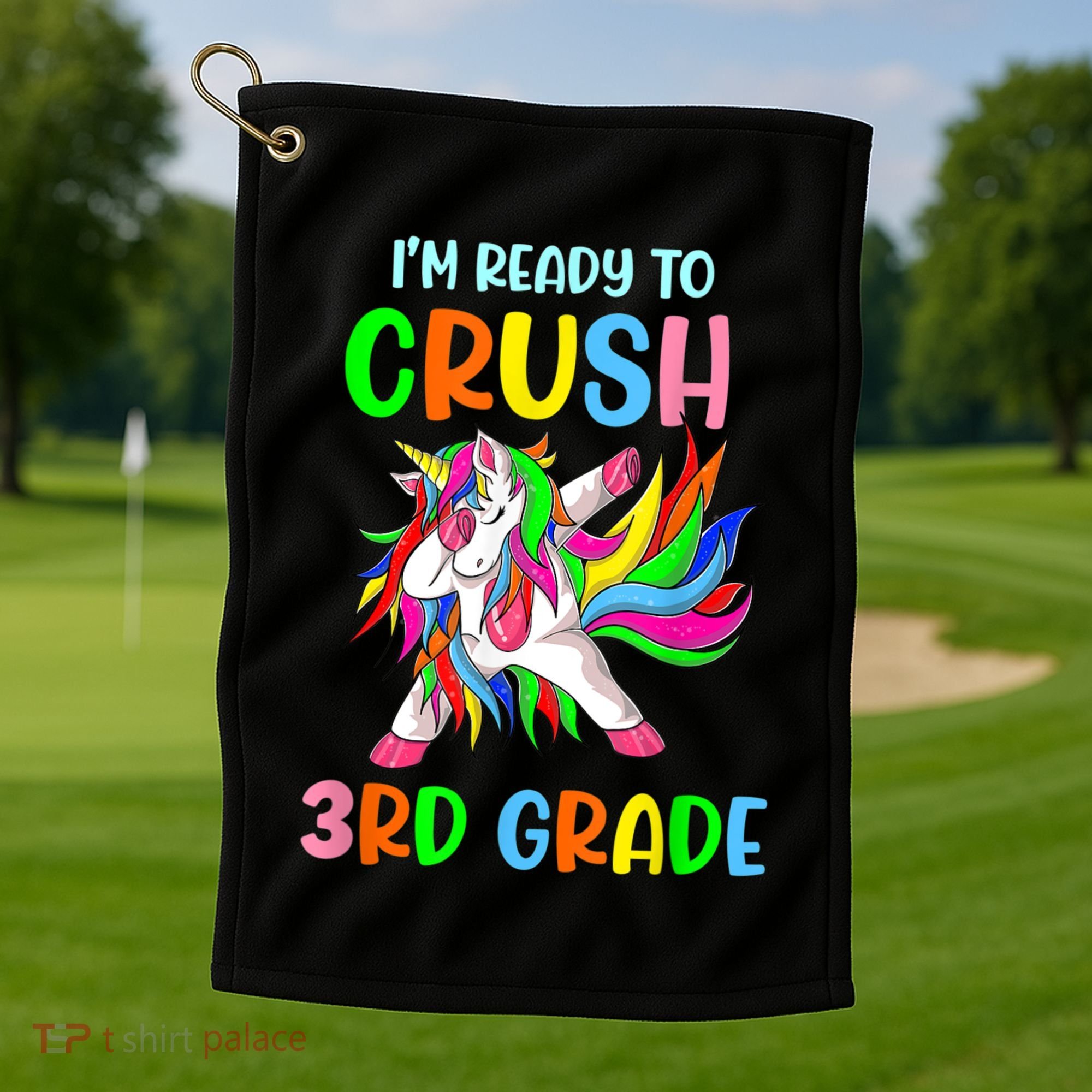 I Am Ready To Crush 3rd Grade Dabbing Unicorn Back To School Golf Towel
