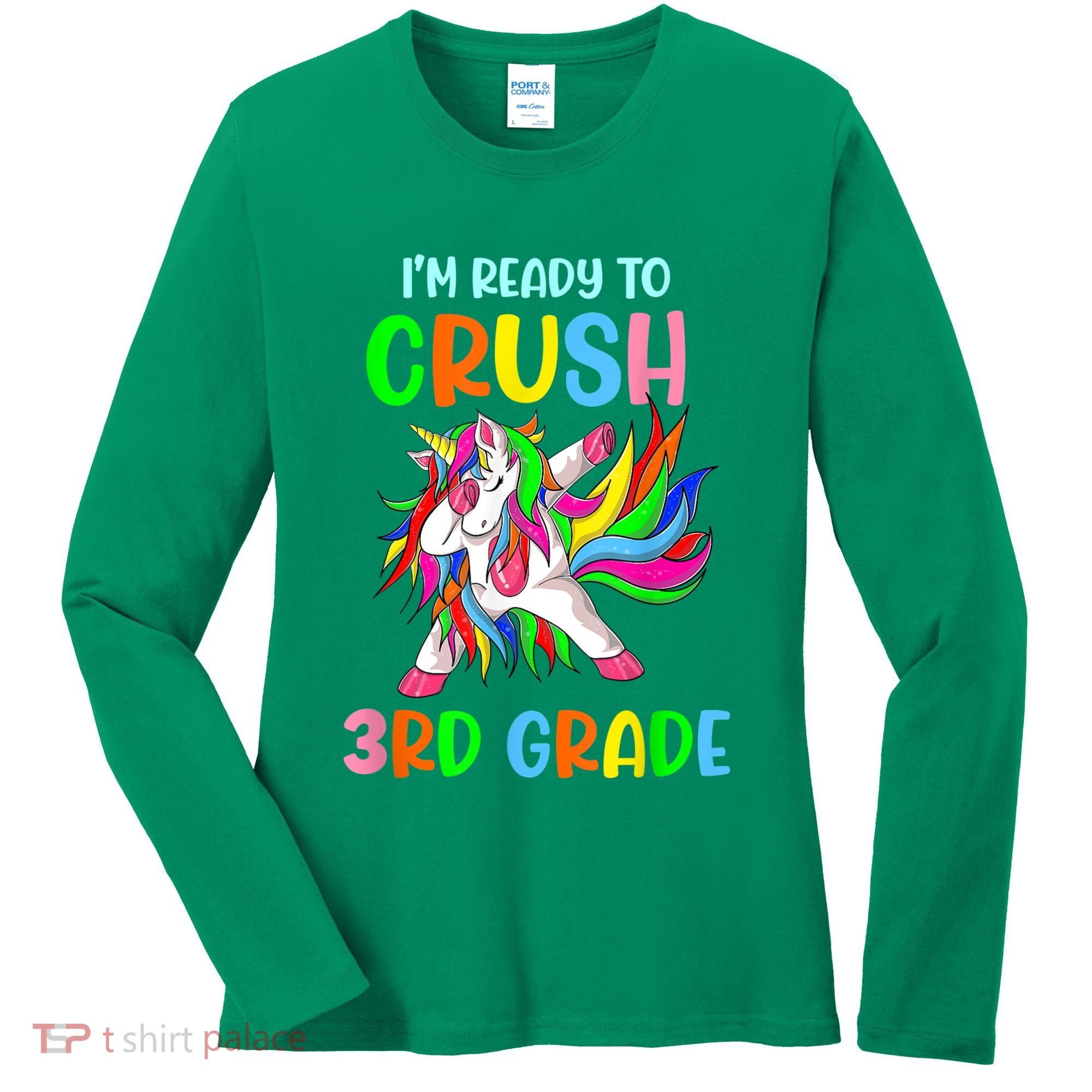 I Am Ready To Crush 3rd Grade Dabbing Unicorn Back To School Women's Long Sleeve Shirt