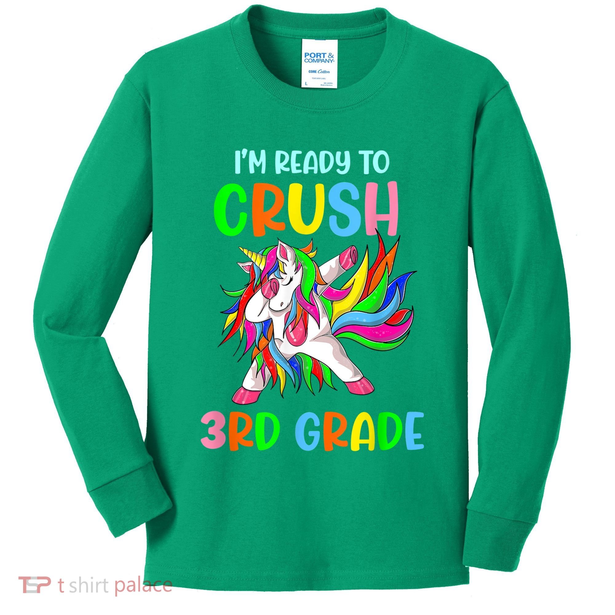 I Am Ready To Crush 3rd Grade Dabbing Unicorn Back To School Kids Long Sleeve Shirt