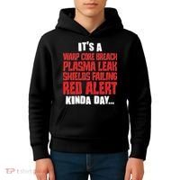 It's A Red Alert Kinda Day Scifi Fan Kids Hoodie thumb 4