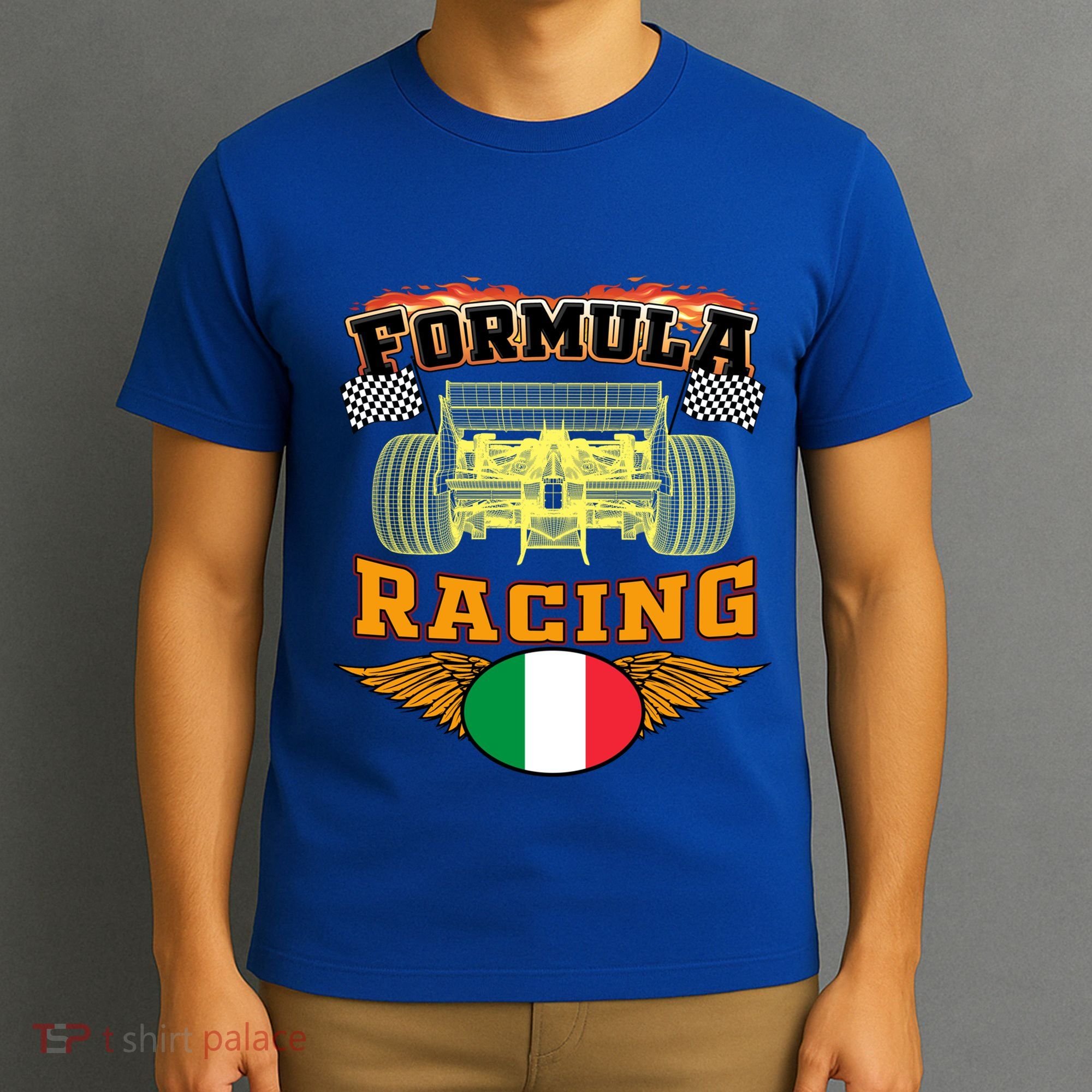 Italian Auto Race Italy Flag Formula Racing Car Blueprint Cute Gift T-Shirt